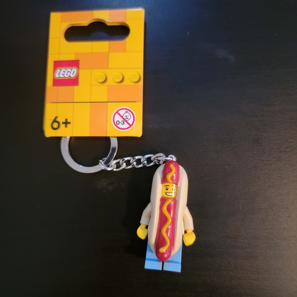 LEGO Hot Dog Man Keychain Unisex OS Red Yellow New 853571 Minifigure Accessory